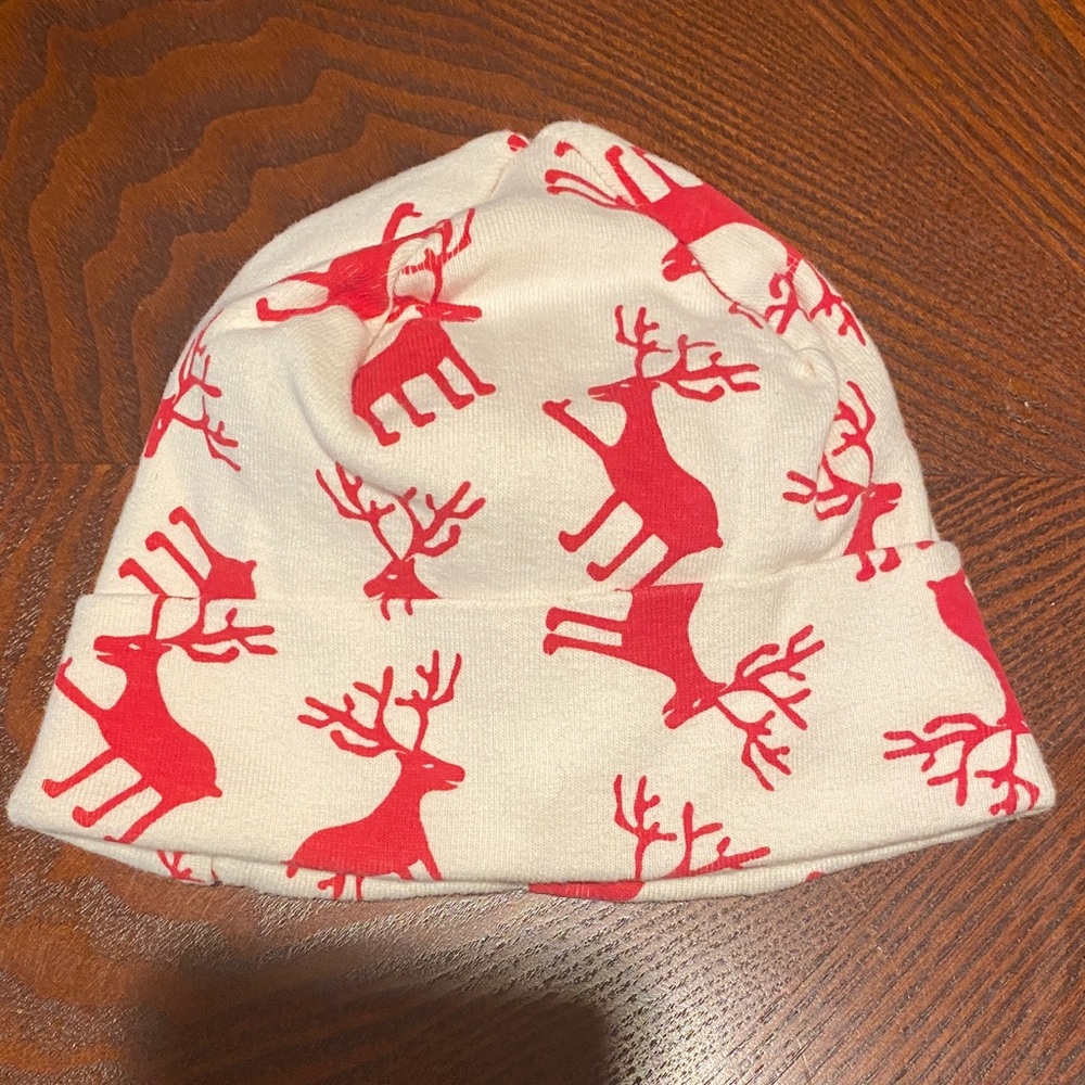 Tess Babe Festive Red and White Reindeer Kids Hat